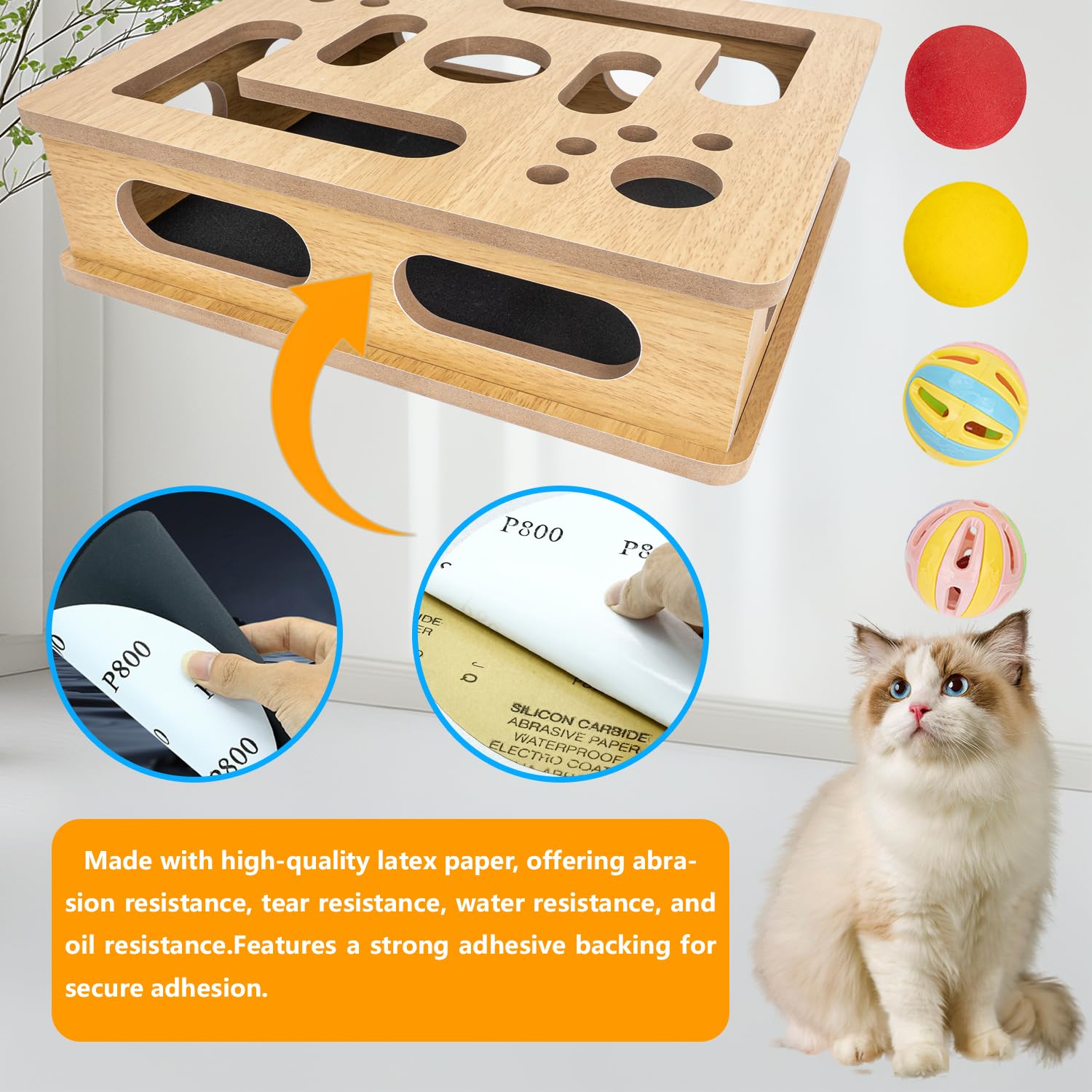 MUCAOL indoor cat playing action close-up highlighting mental stimulation and exercise.