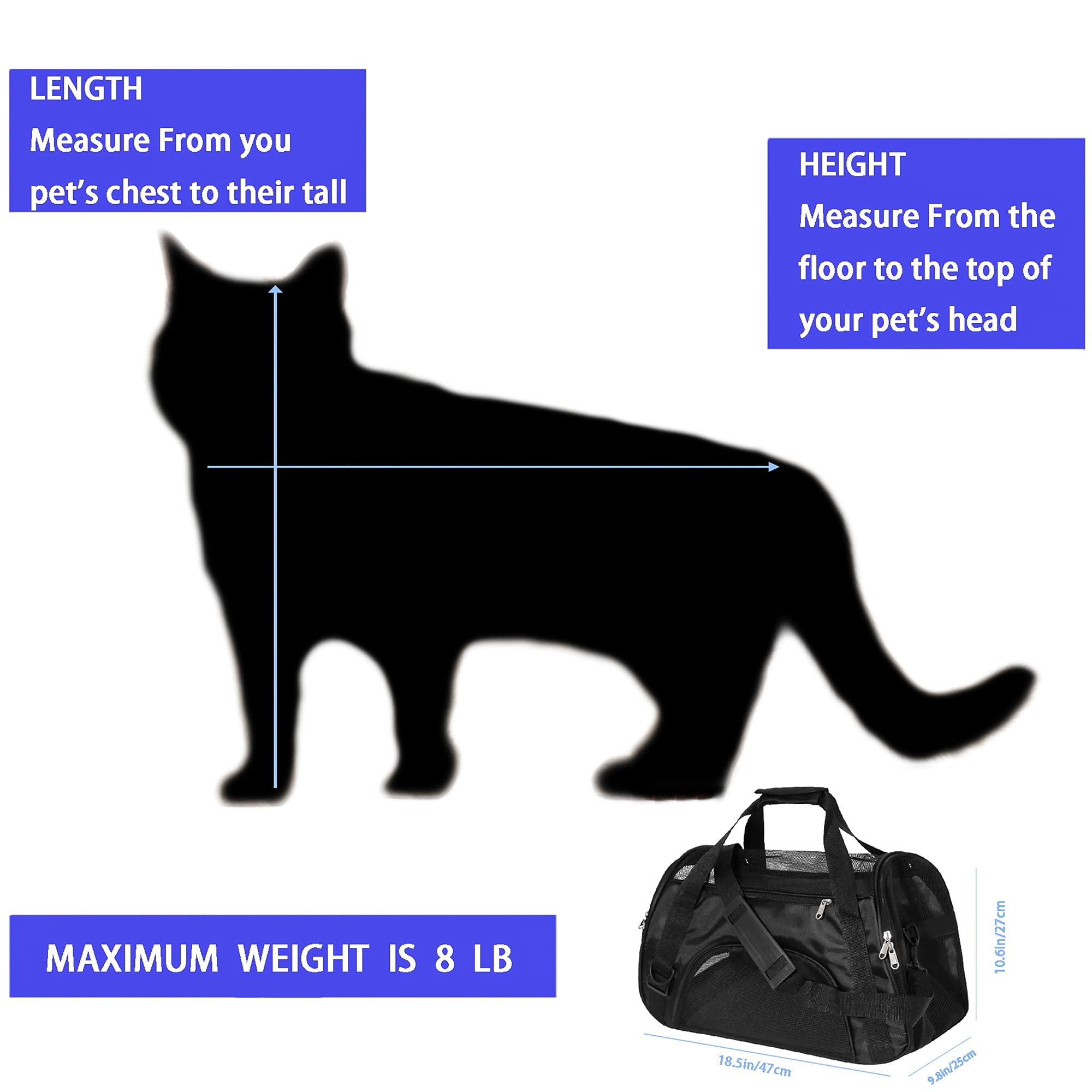 MuchL pet carrier is airline-compliant and suitable for cat or small dog travel.