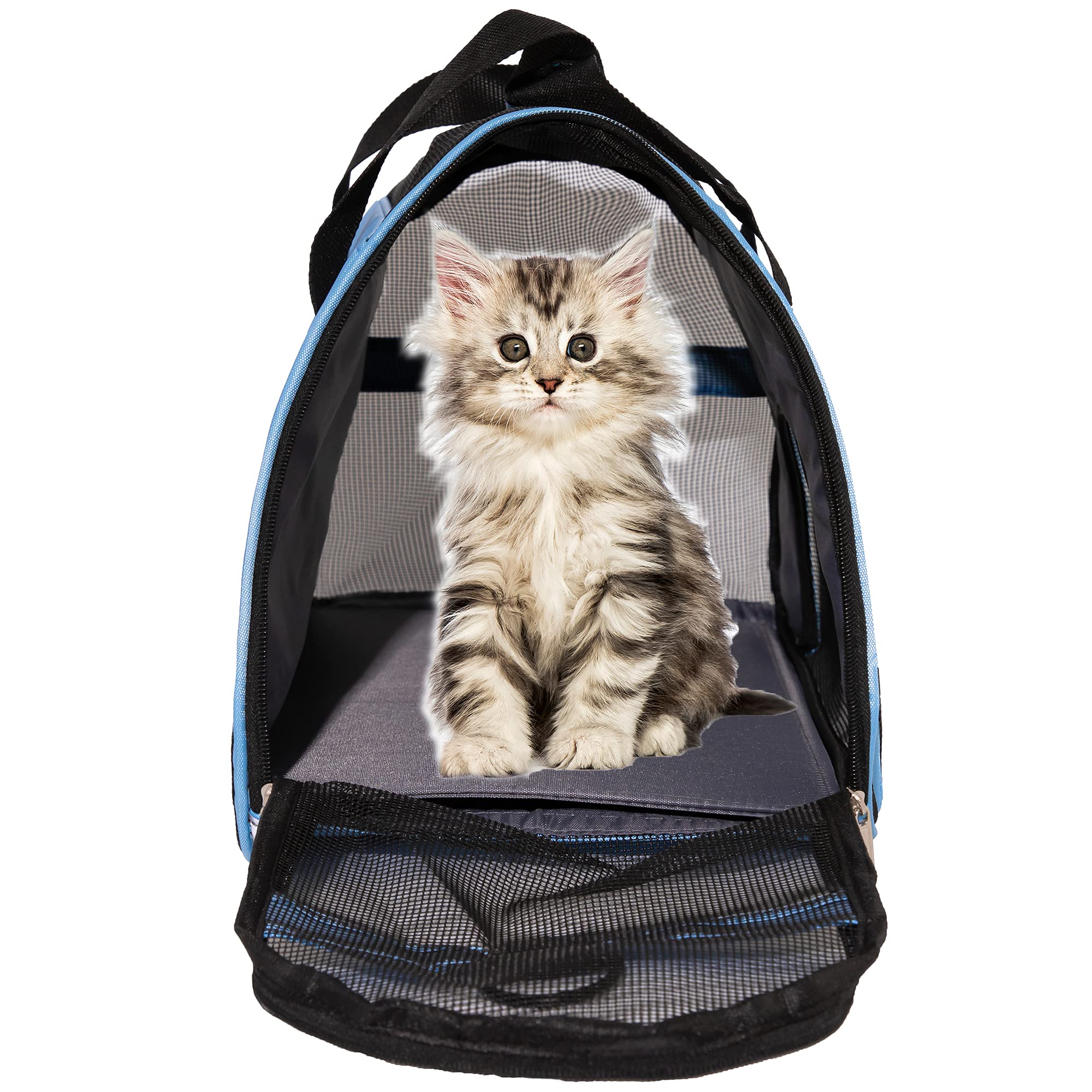 MuchL pet carrier blue side zip entry for simple loading