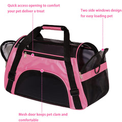 MuchL pink carrier features adjustable shoulder strap for comfortable transport.