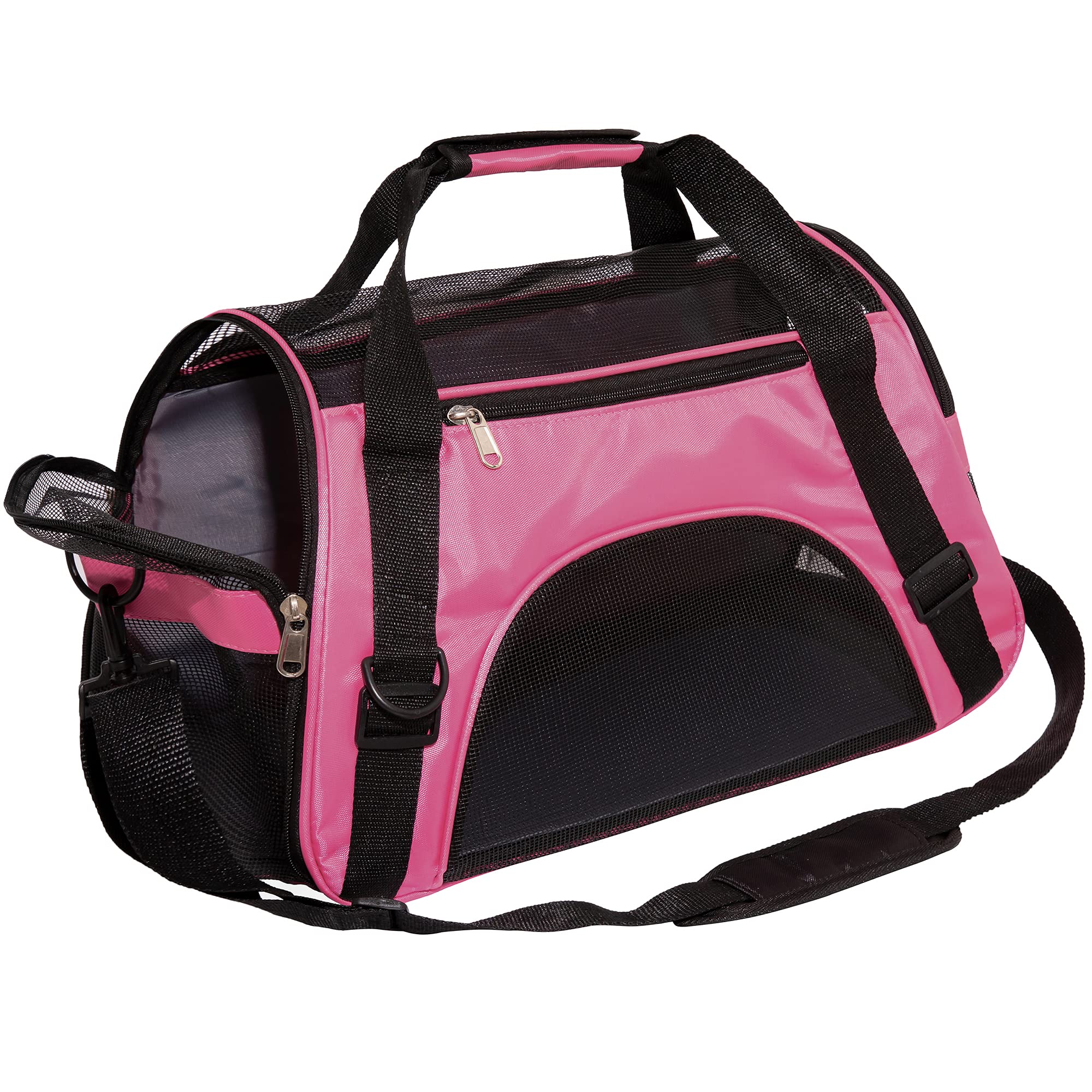 MuchL pet carrier side view highlighting breathable mesh for pet comfort on the go.