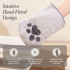 Close-up of Muddi Mitt plush fabric for gentle cleaning