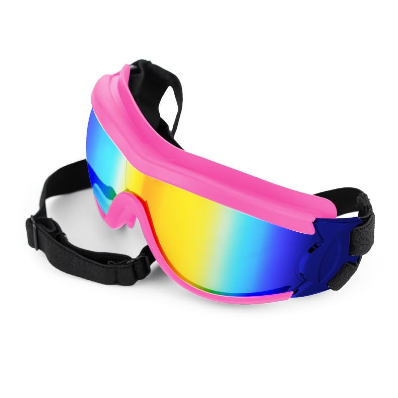 Muejjur dog sunglasses adjustable pink strap for secure fit.