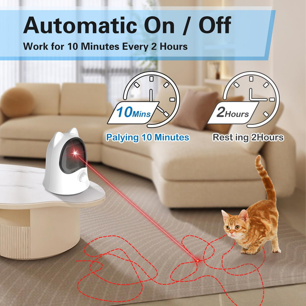 Muhhiba Cat Laser Toy auto-off feature conserves battery while entertaining cats.