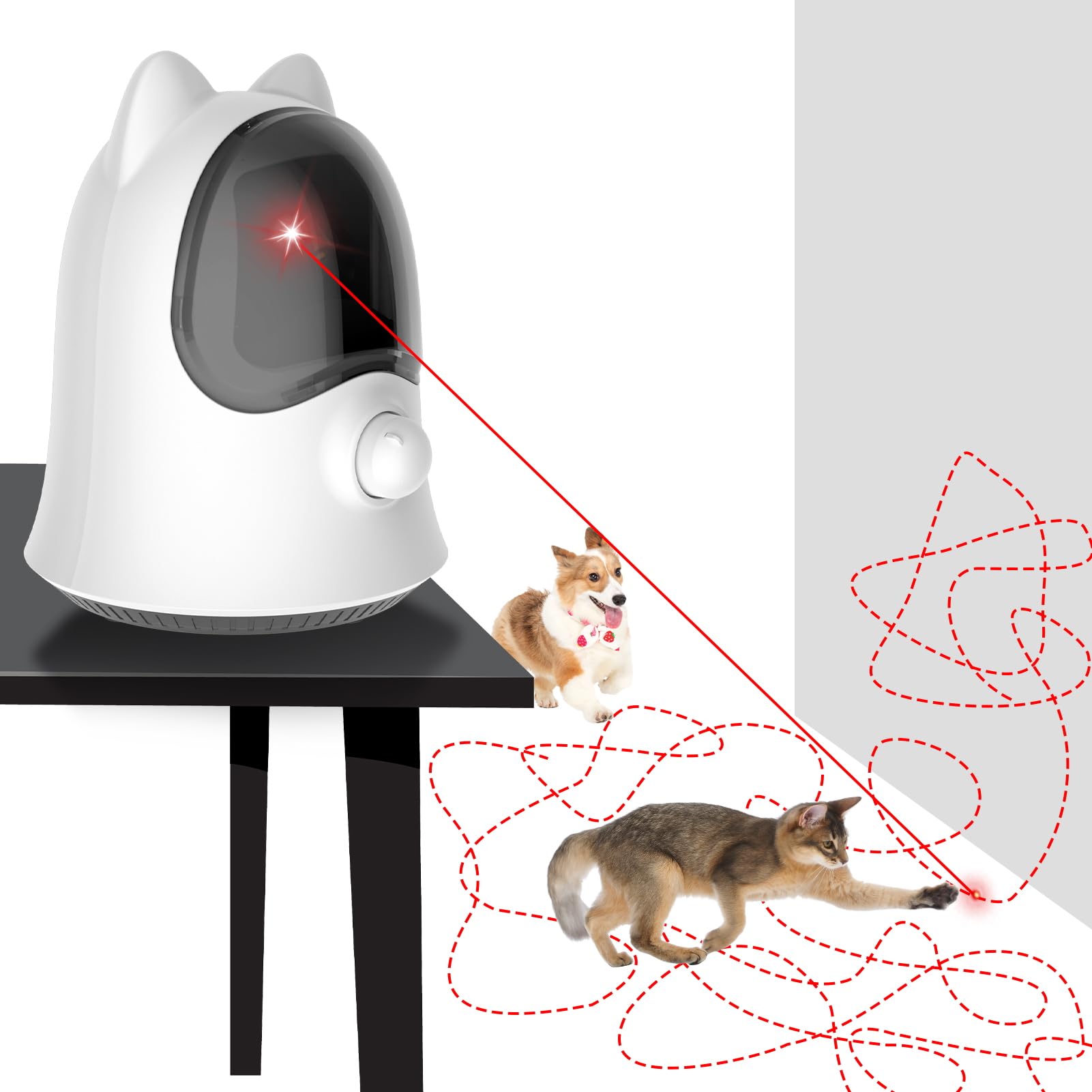 Muhhiba Cat Laser Toy demonstrates random trajectory for engaged, active indoor cats.