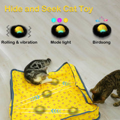 Muhhiba cat toy with LED chirping feature attracts kittens in dark.