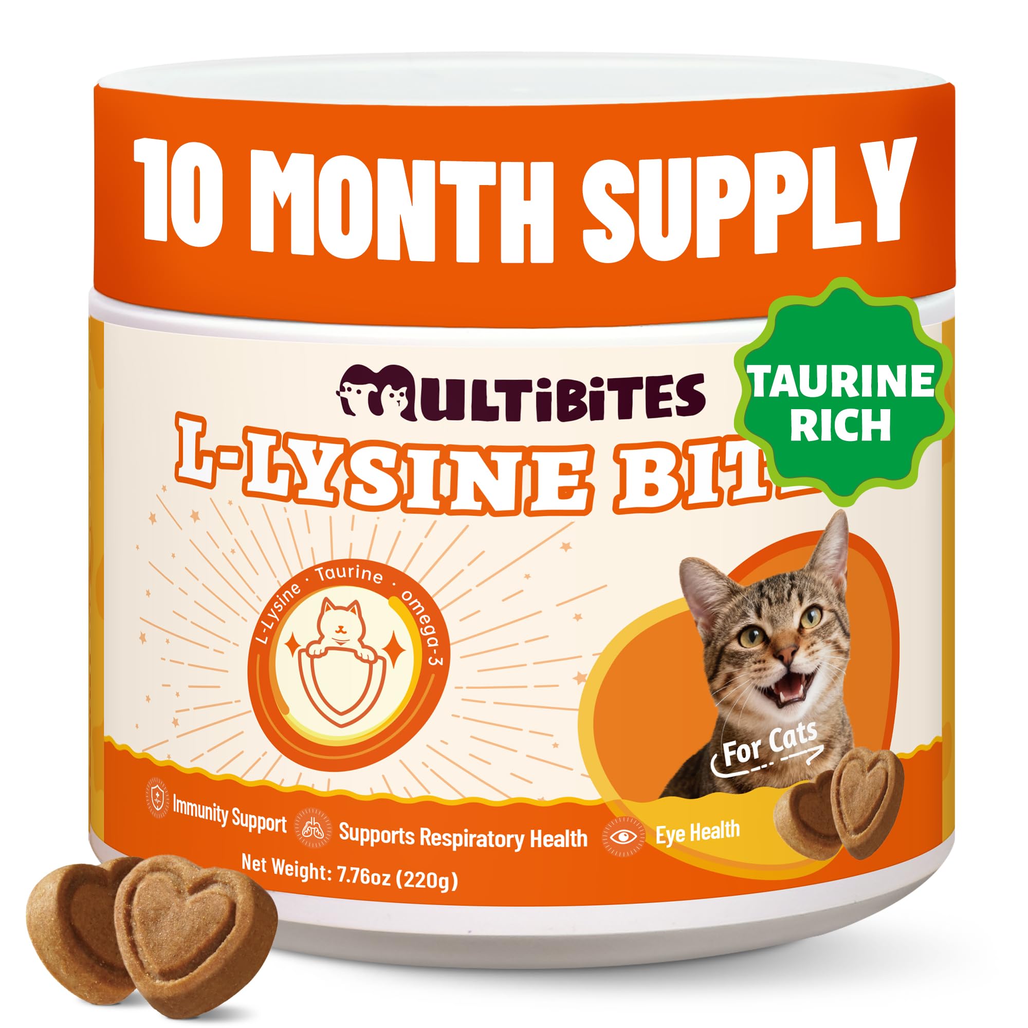 MULTIBITES chicken-flavored lysine treats support daily cat immunity and vitality