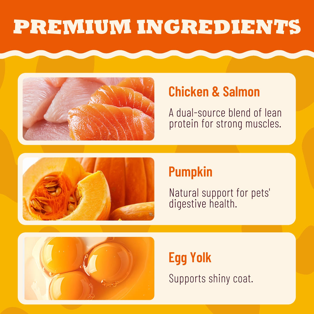 MULTIBITES pumpkin-infused formula adds natural flavor may aid digestion.