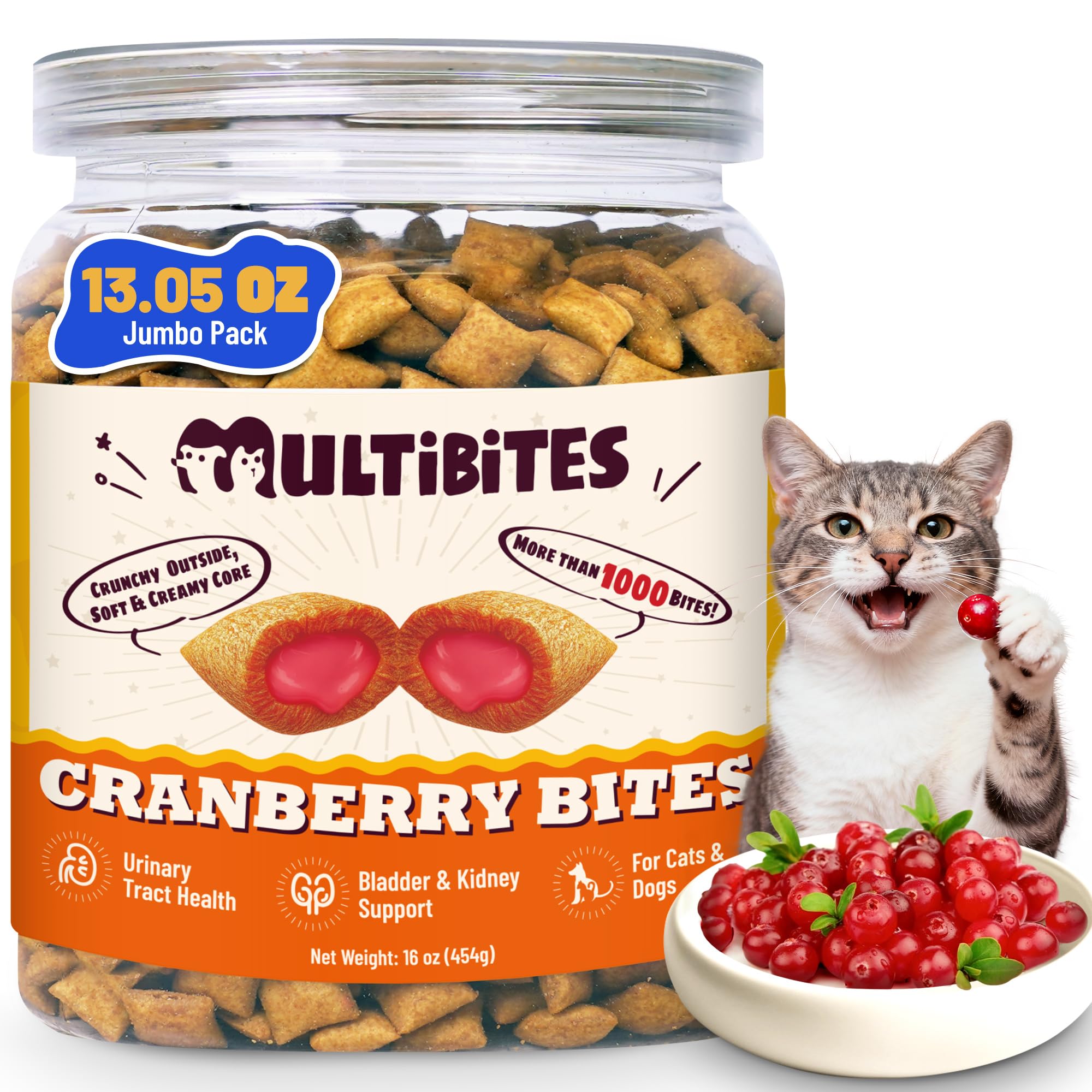 MULTIBITES urinary tract cat treats with cranberry and chicken for urinary health support