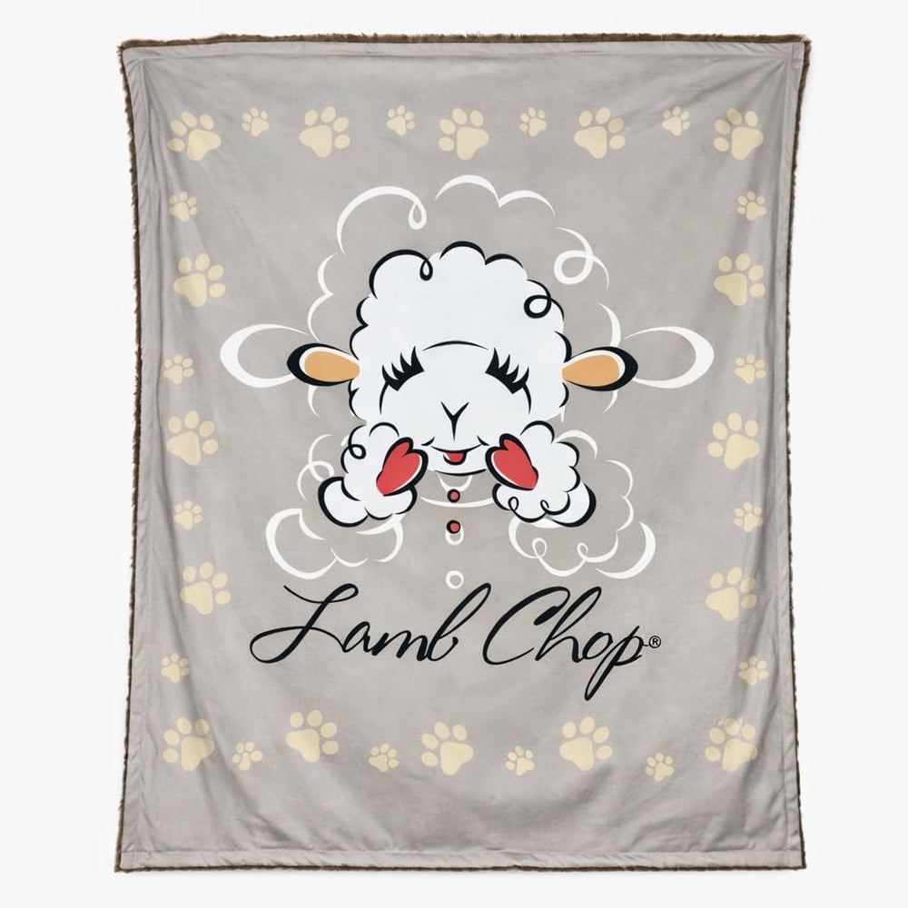 Multipet Lamb Chop Blanket front view shows plush fleece for warm, cozy naps