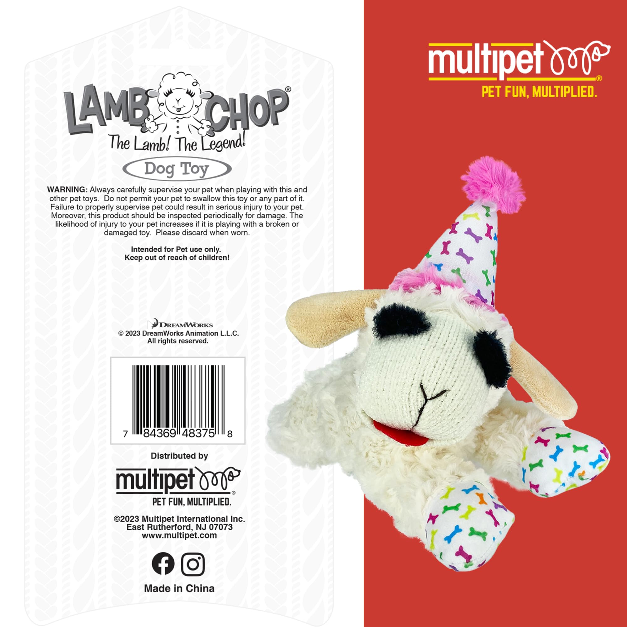 Multipet Lamb Chop five squeakers drive engaging sounds for play
