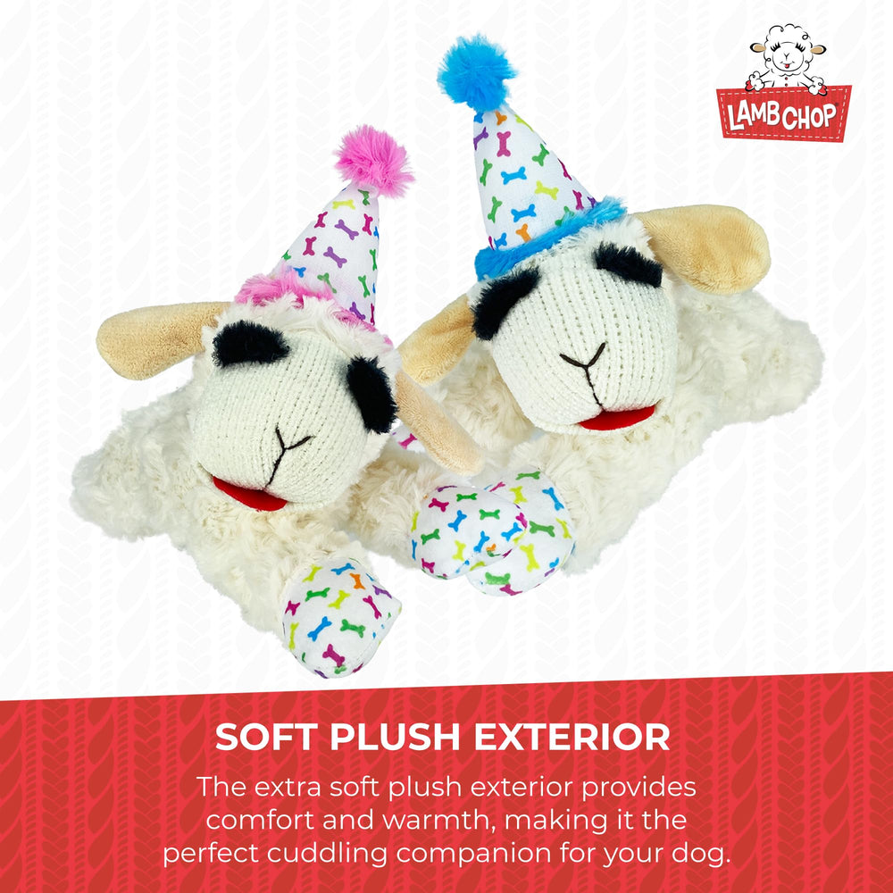 Multipet Lamb Chop playtime scene shows cheerful dog interaction