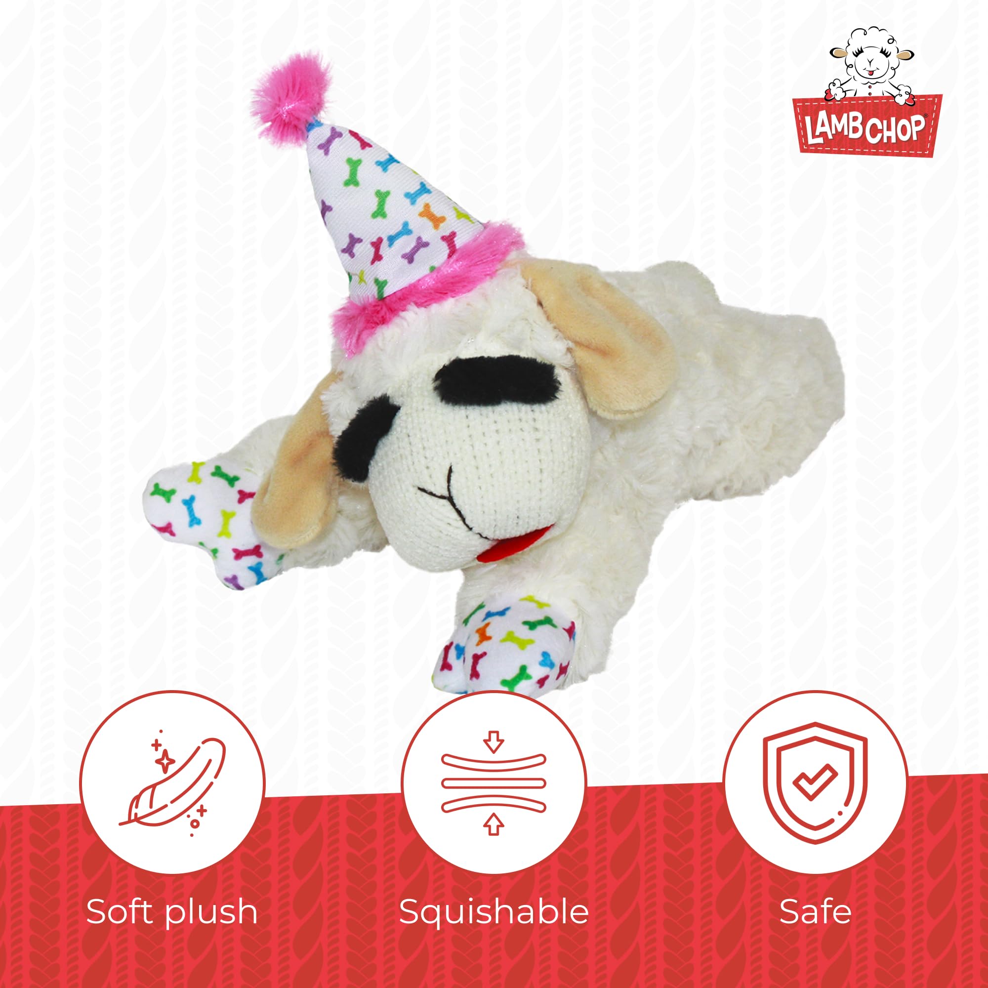 Multipet Lamb Chop soft plush close up highlights cozy cuddles