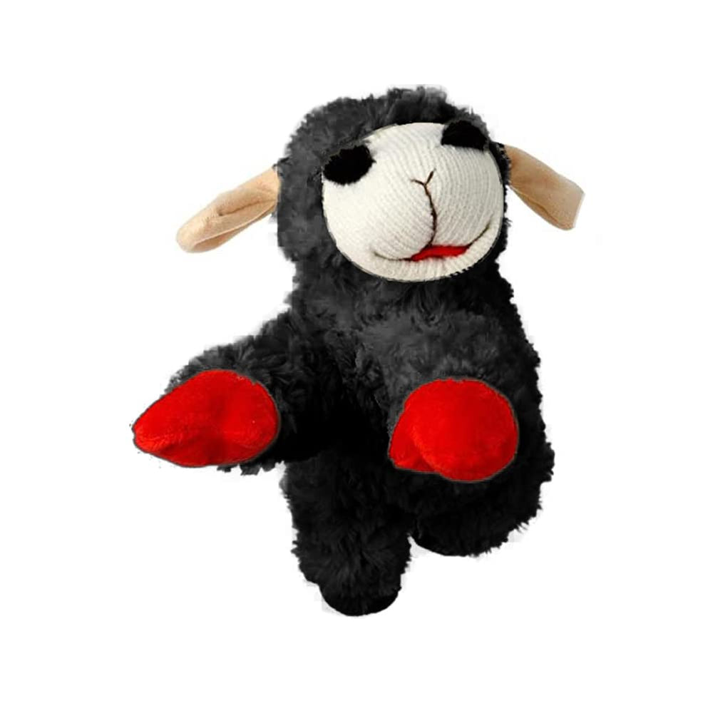 Multipet Lamb Chop toy in black color for interactive play with squeaker