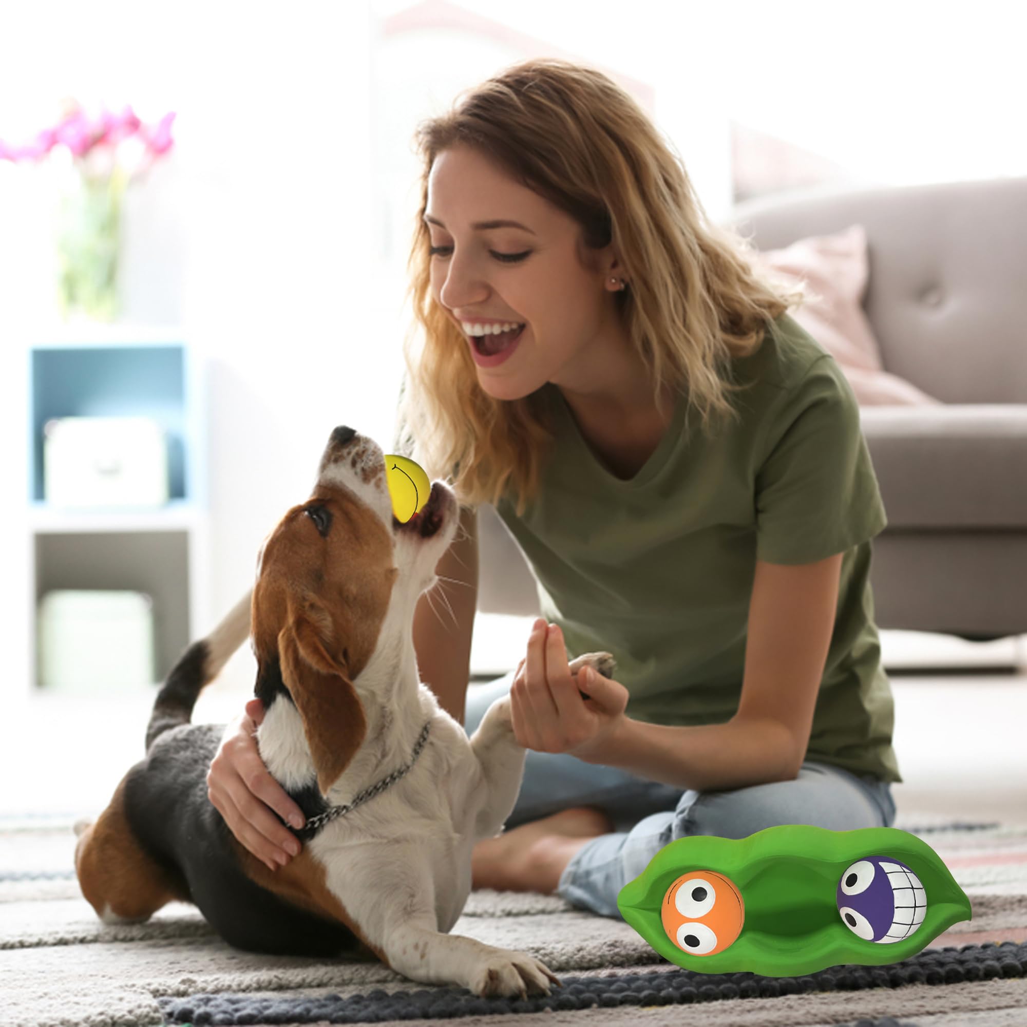 Multipet Three Peas in a Pod three-inch balls designed for medium to large dogs.