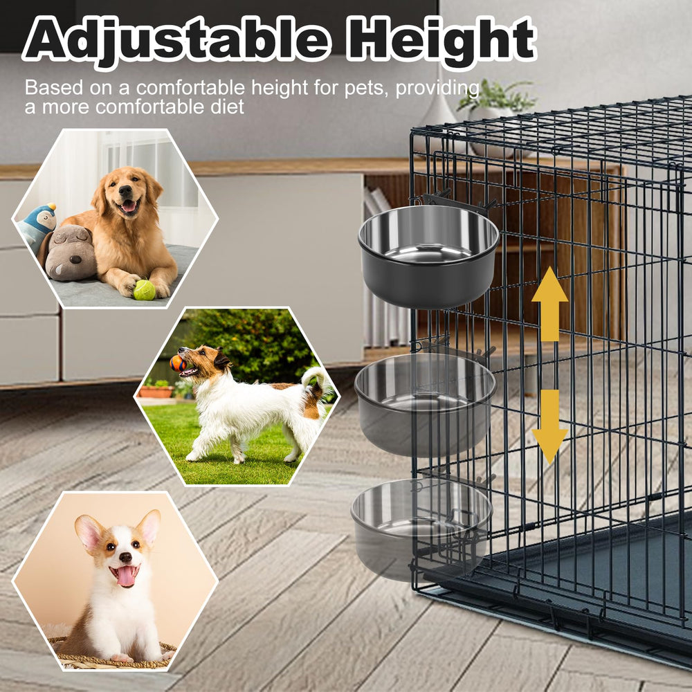 MultiOutools crate dog bowls adjustable height for comfortable eating position