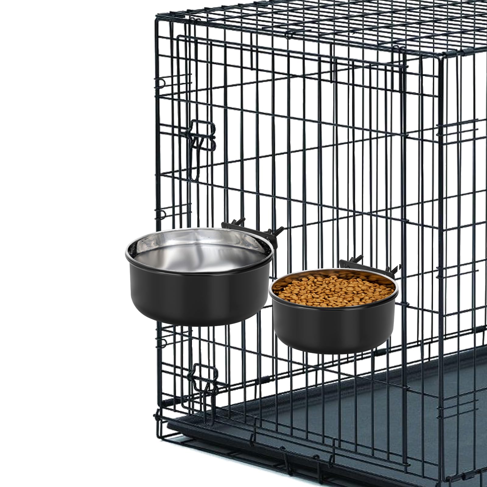 MultiOutools crate dog bowls stainless steel stability on cage bars