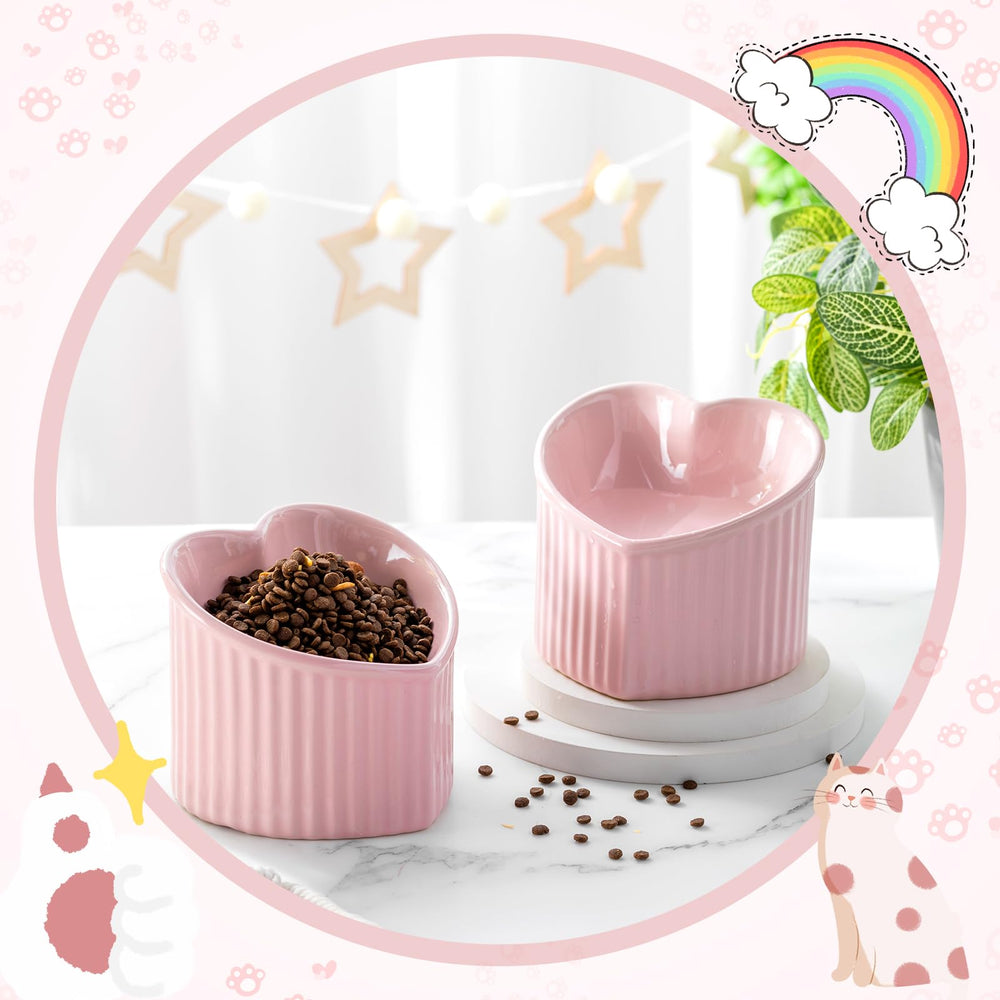 Mumufy pink heart bowls add cute décor during feeding.