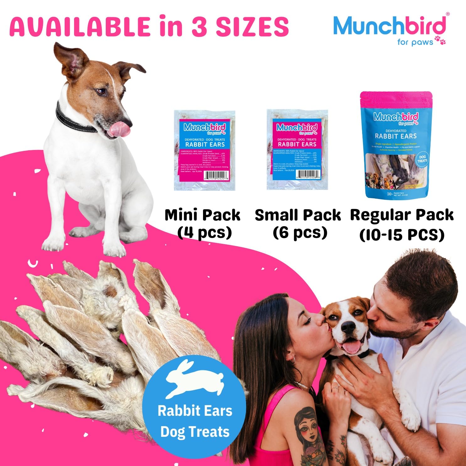 EU-sourced Munchbird rabbit ear, authentic European farm origins.