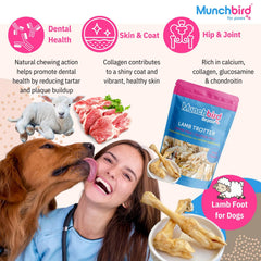 Munchbird Lamb Trotter packaging shot highlighting rawhide-free chews