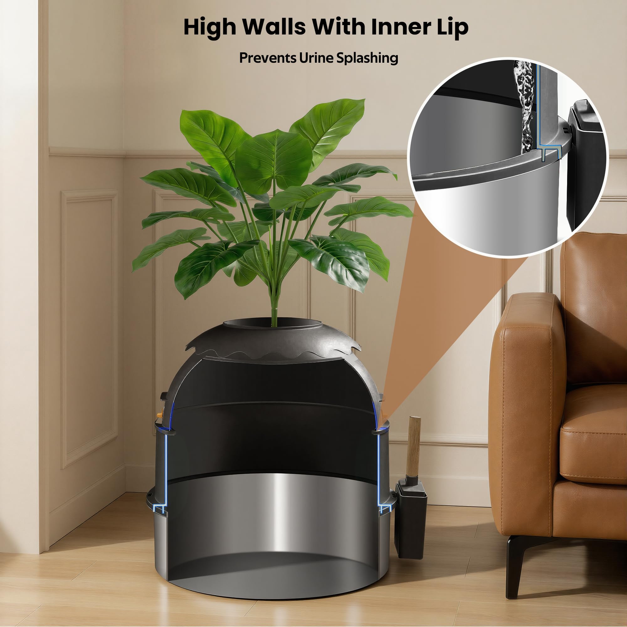 Large interior accommodates big cats and multi-cat homes comfortably.