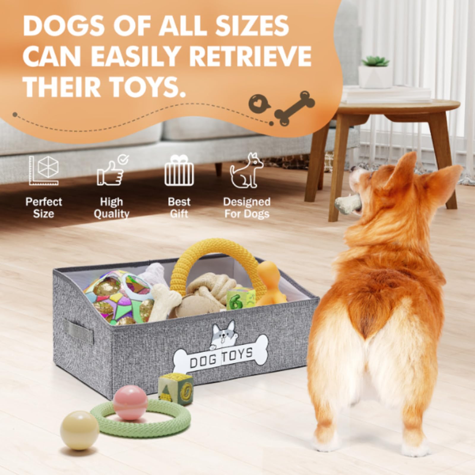 Mutiearo dog toy basket canvas material detail highlights durable exterior