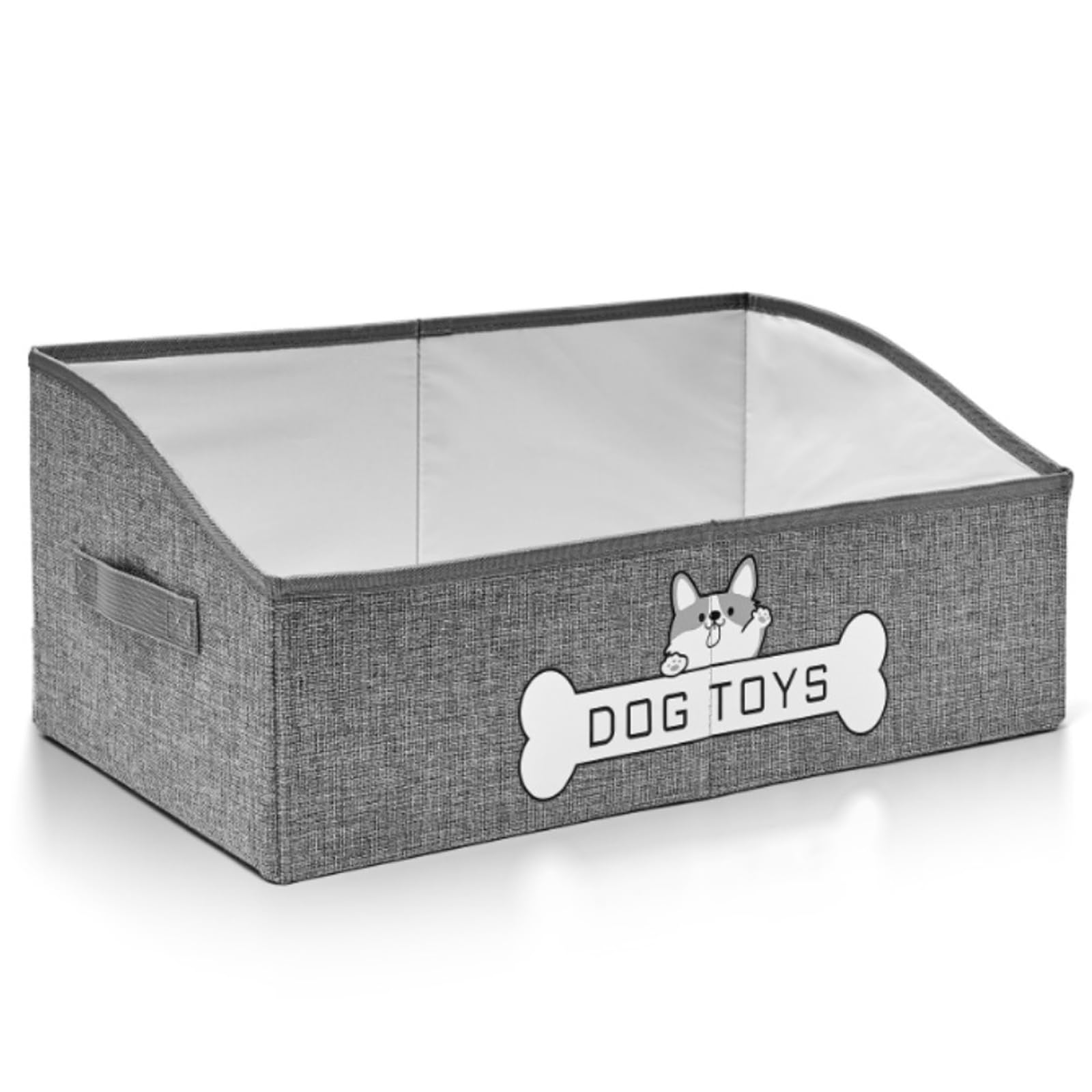 Mutiearo dog toy basket collapsible design with grey color for easy storage