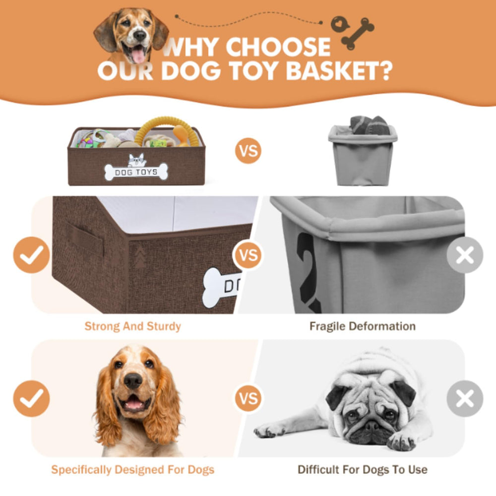 Mutiearo dog toy basket folded storage easy to tuck away when not in use.