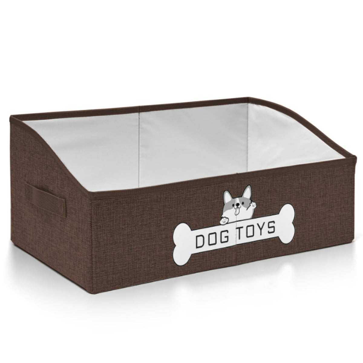 Mutiearo dog toy basket front view offers easy access to toys for dogs.