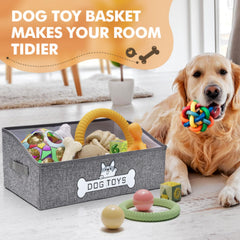 Mutiearo dog toy basket with handle demonstrates portability and quick transport