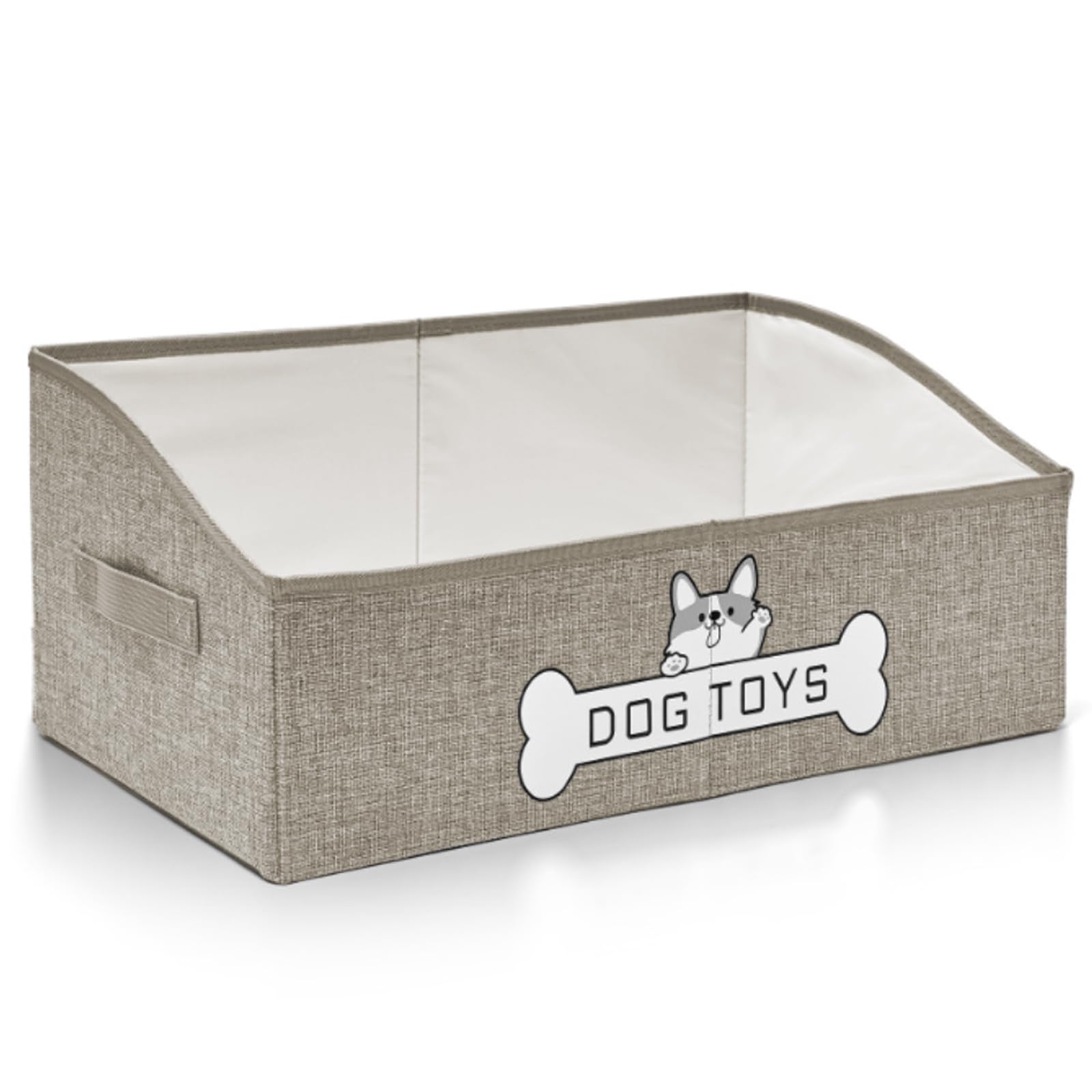 Mutiearo dog toy basket with handle keeps toys neatly organized for quick access.