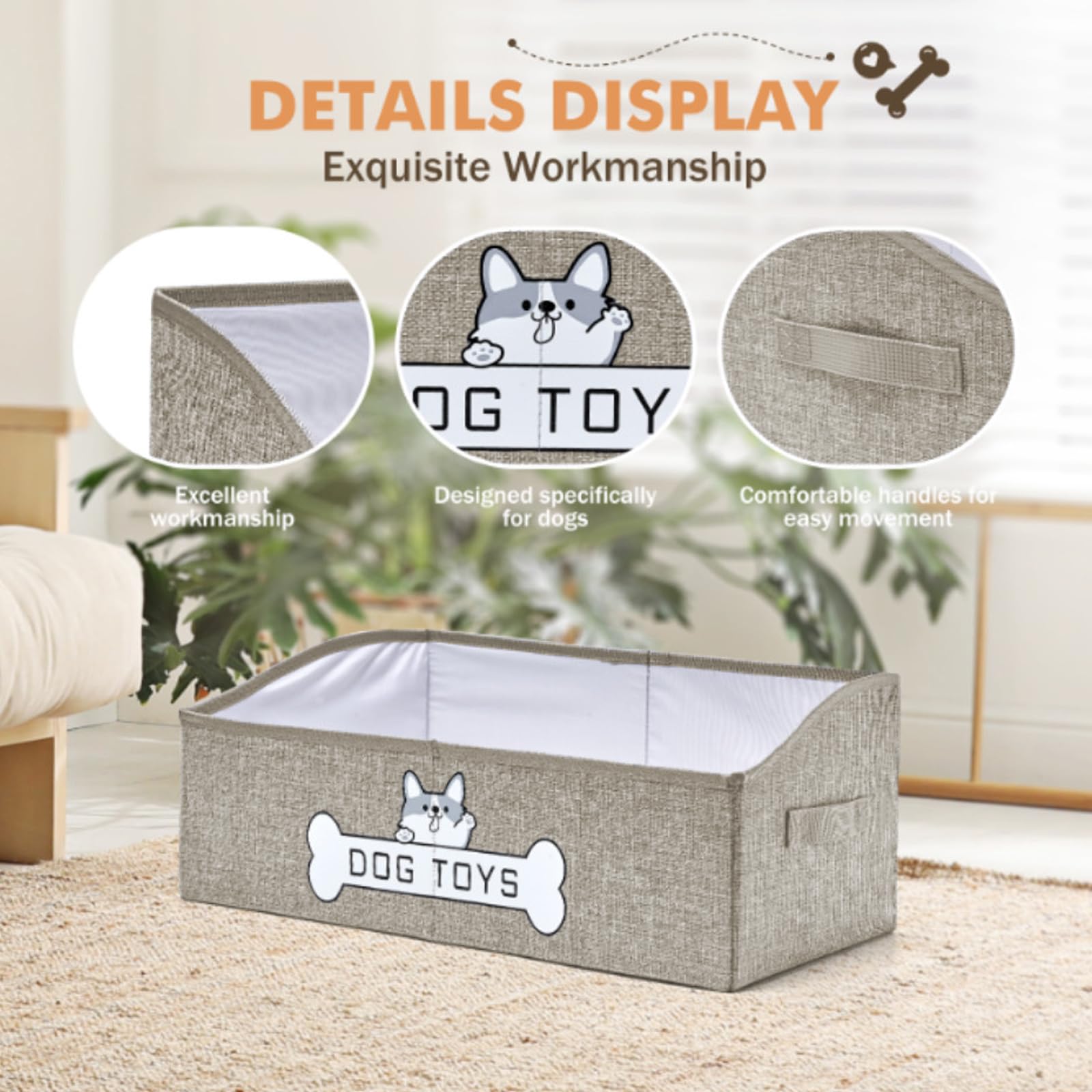 Elegant pattern complements home decor while signaling it's a dedicated toy box.