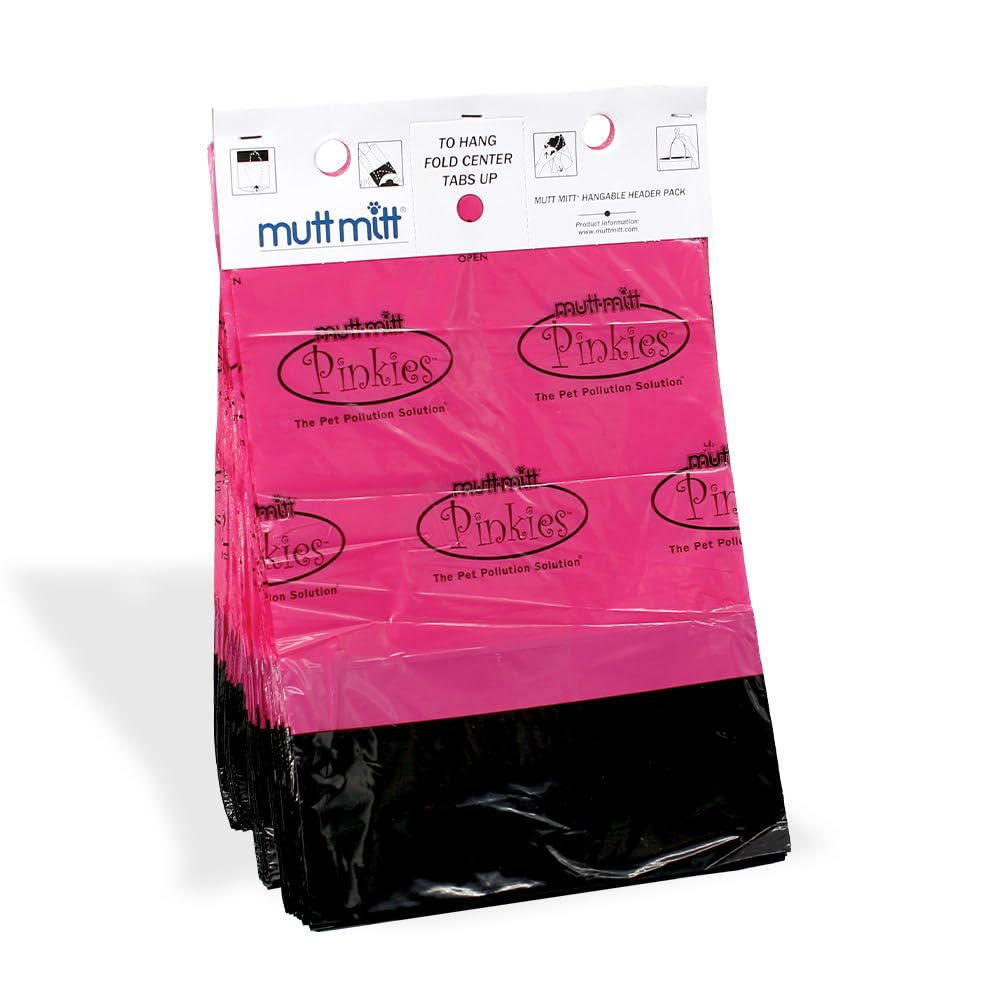 Mutt Mitt Pinkies 9x12.75 inch bags ready for easy bagging.