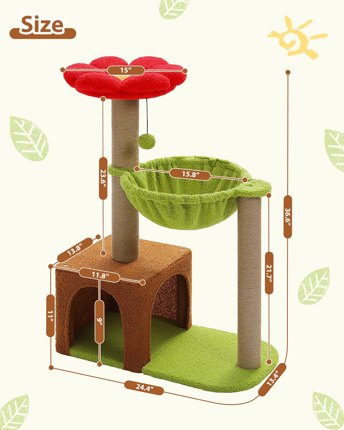 MUTTROS Flower Cat Tree blends jungle tones with cozy home decor.