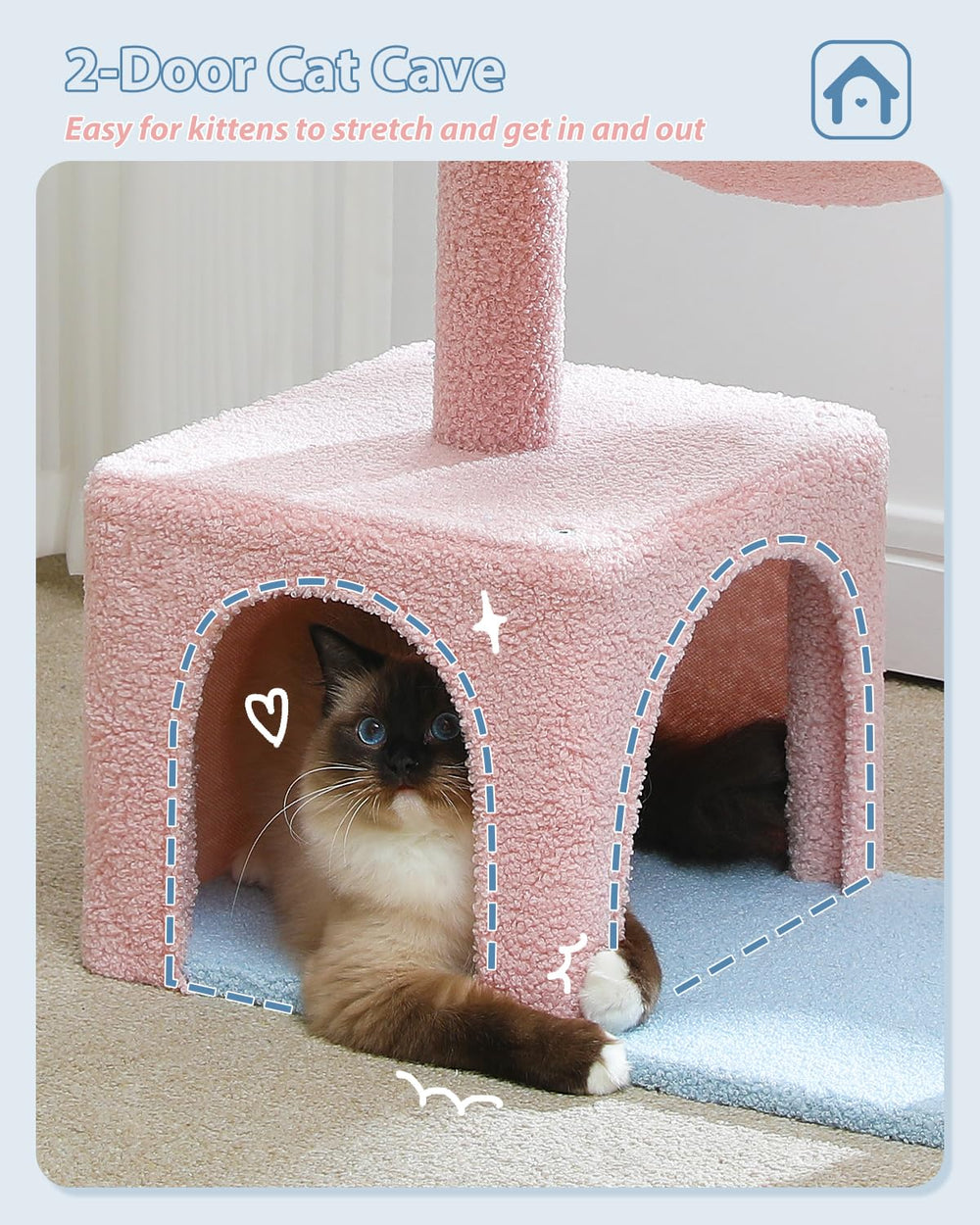 MUTTROS Flower Cat Tree fluffy ball for interactive play.