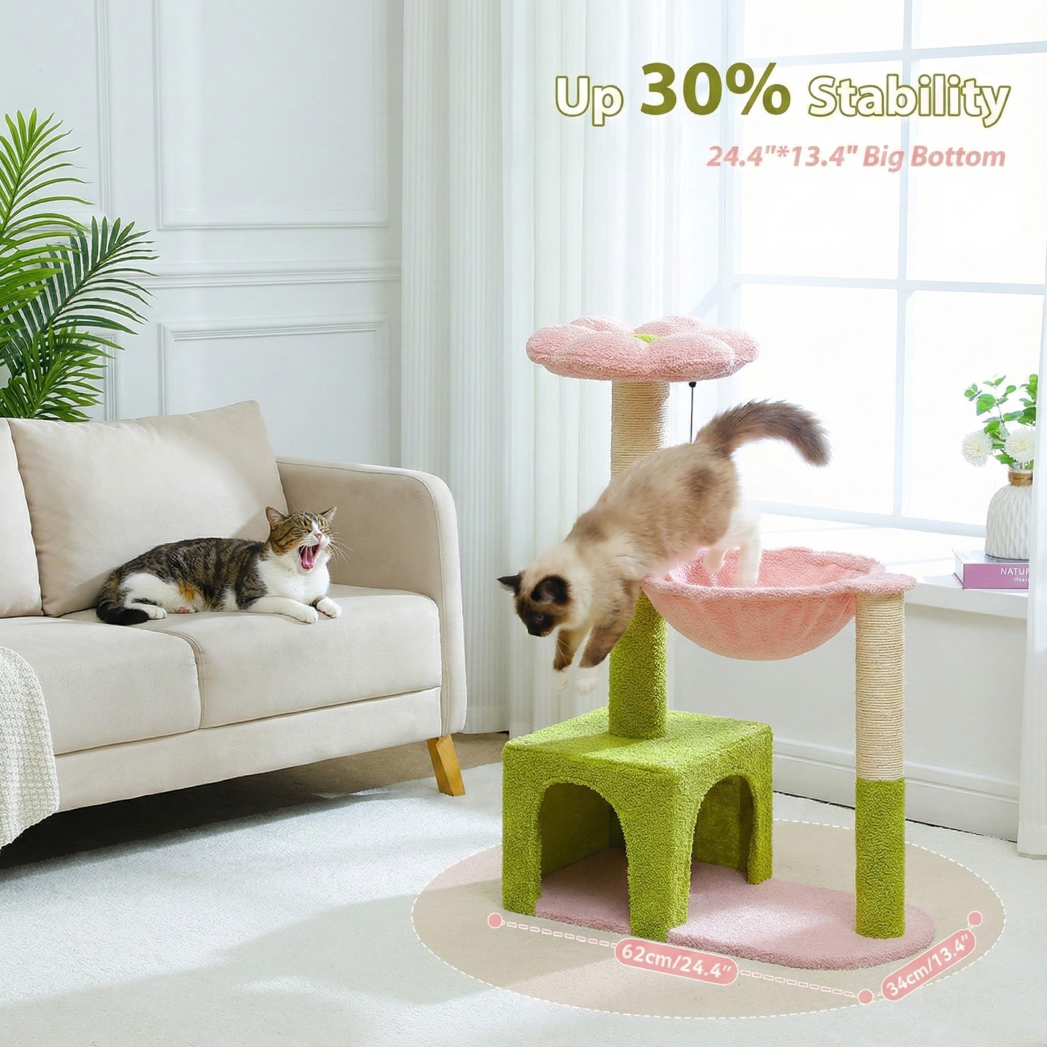 MUTTROS Flower Cat Tree Sisal Posts promote healthy scratching.