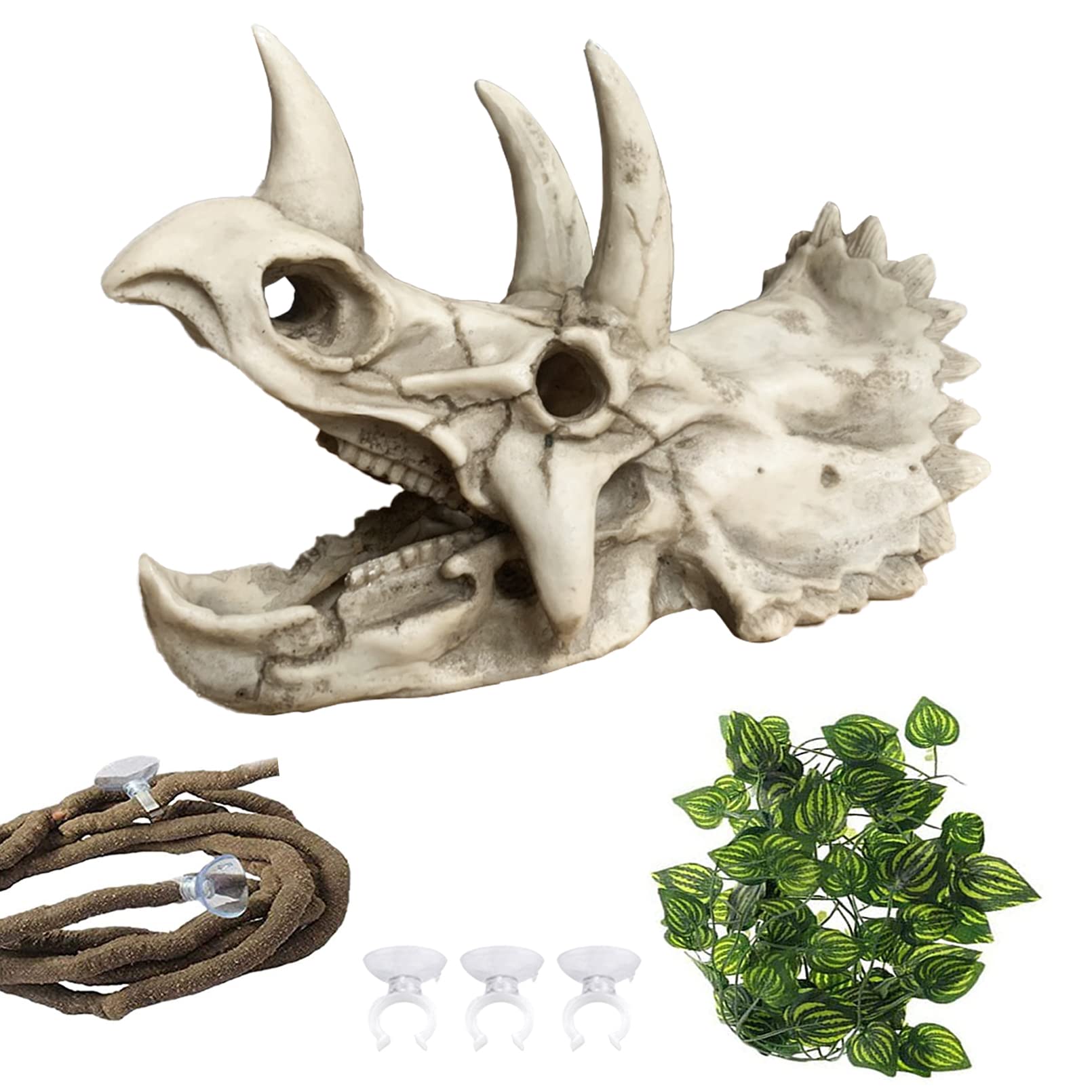 MUYG Bearded Dragon resin Triceratops skull hide adds realism and shelter.