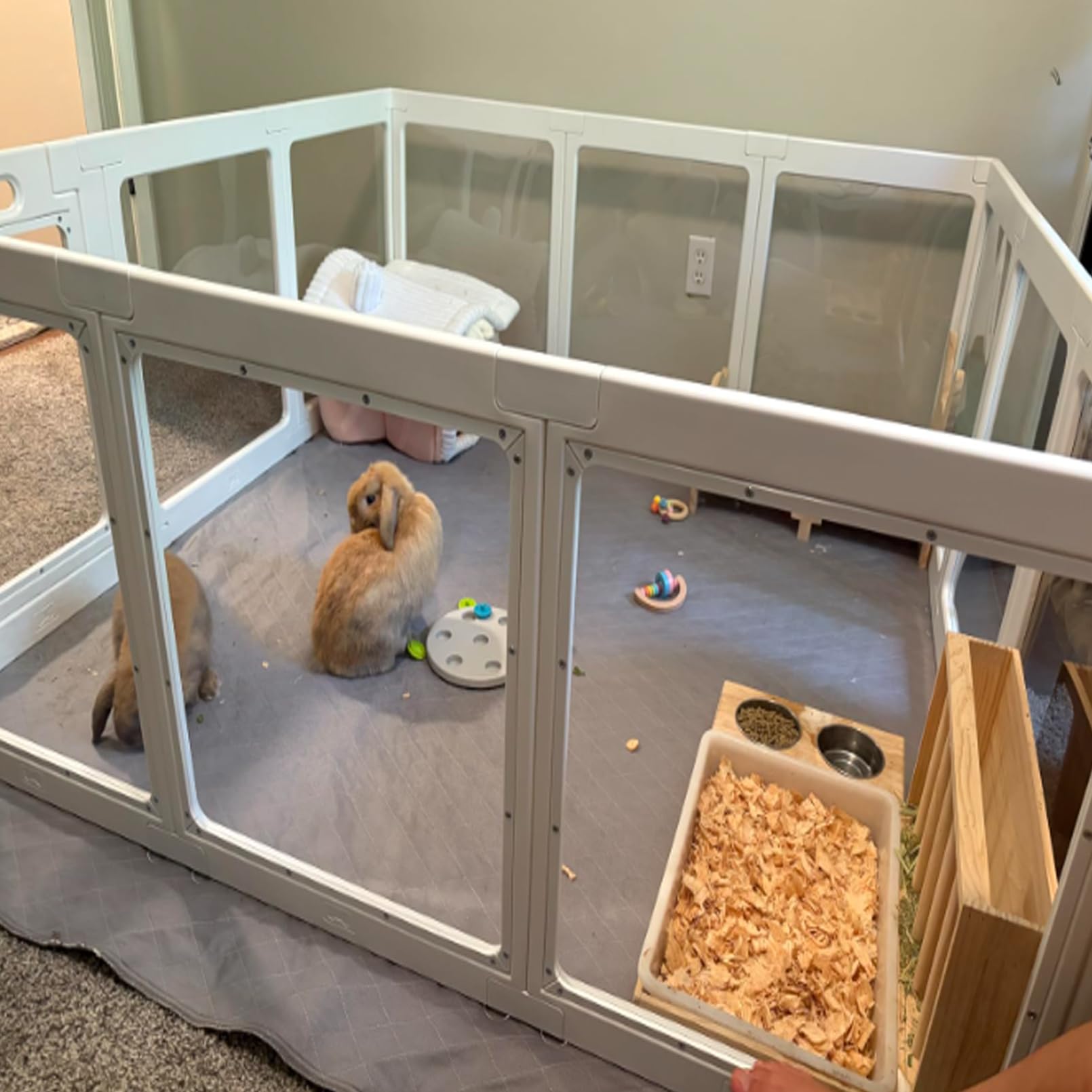 MUYG compact hay rack fits two rabbits without crowding