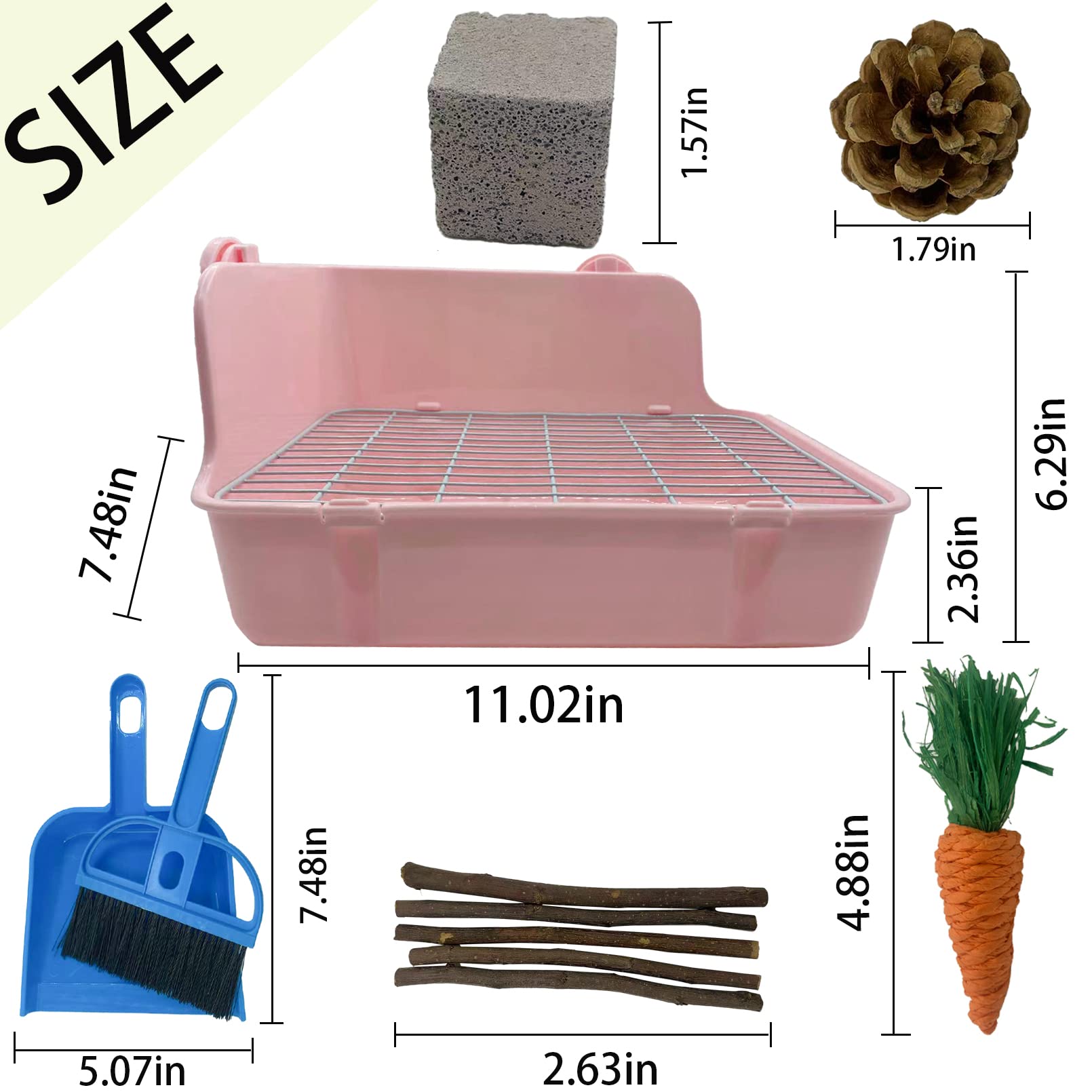 MUYG corner litter box with guardrail and mesh to contain mess.