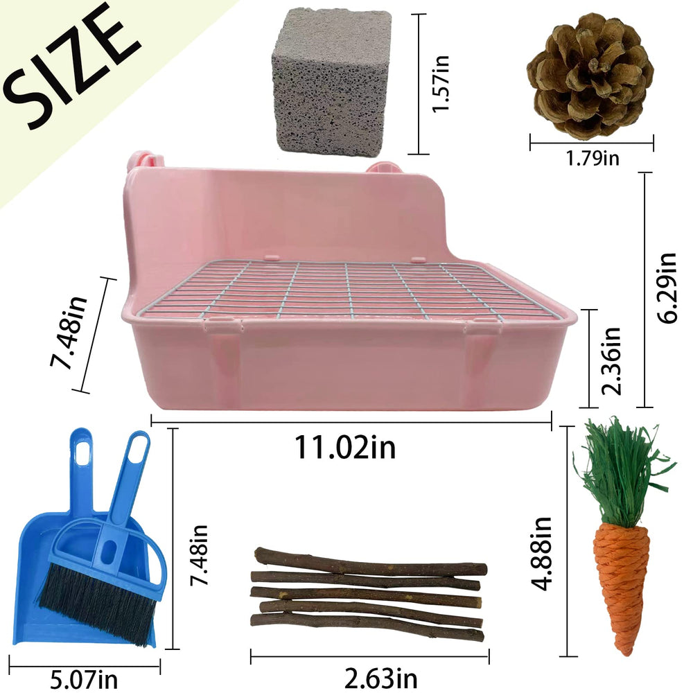 MUYG corner litter box with guardrail and mesh to contain mess.