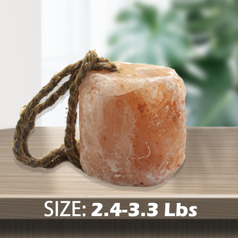 Close-up of MUYG Himalayan salt lick shows natural pink crystals and minerals
