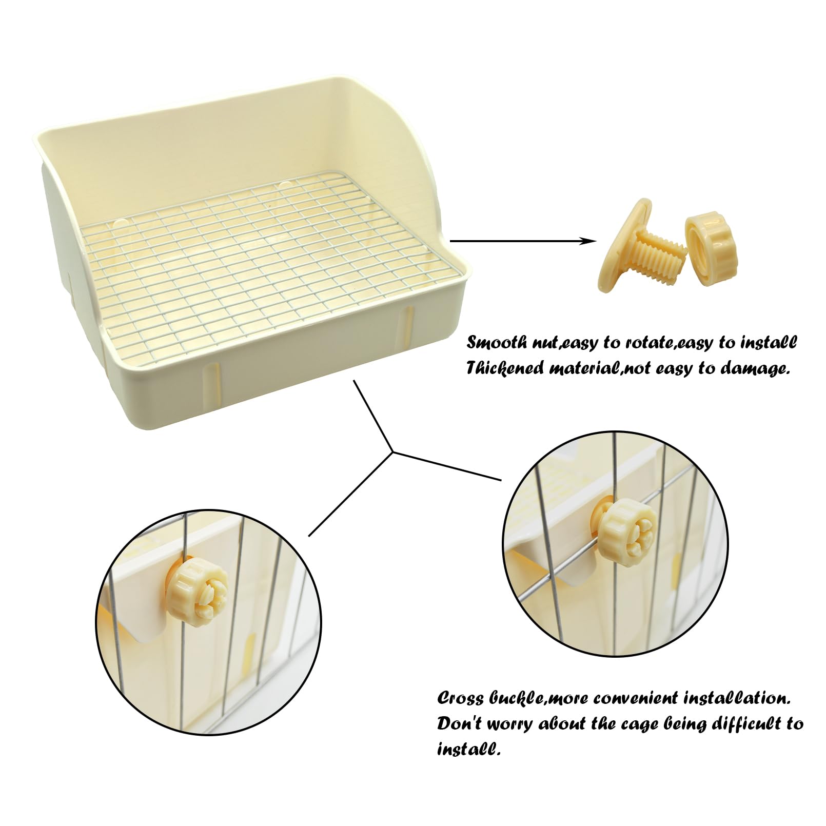 MUUG rabbit litter box corner fit maximizes cage space