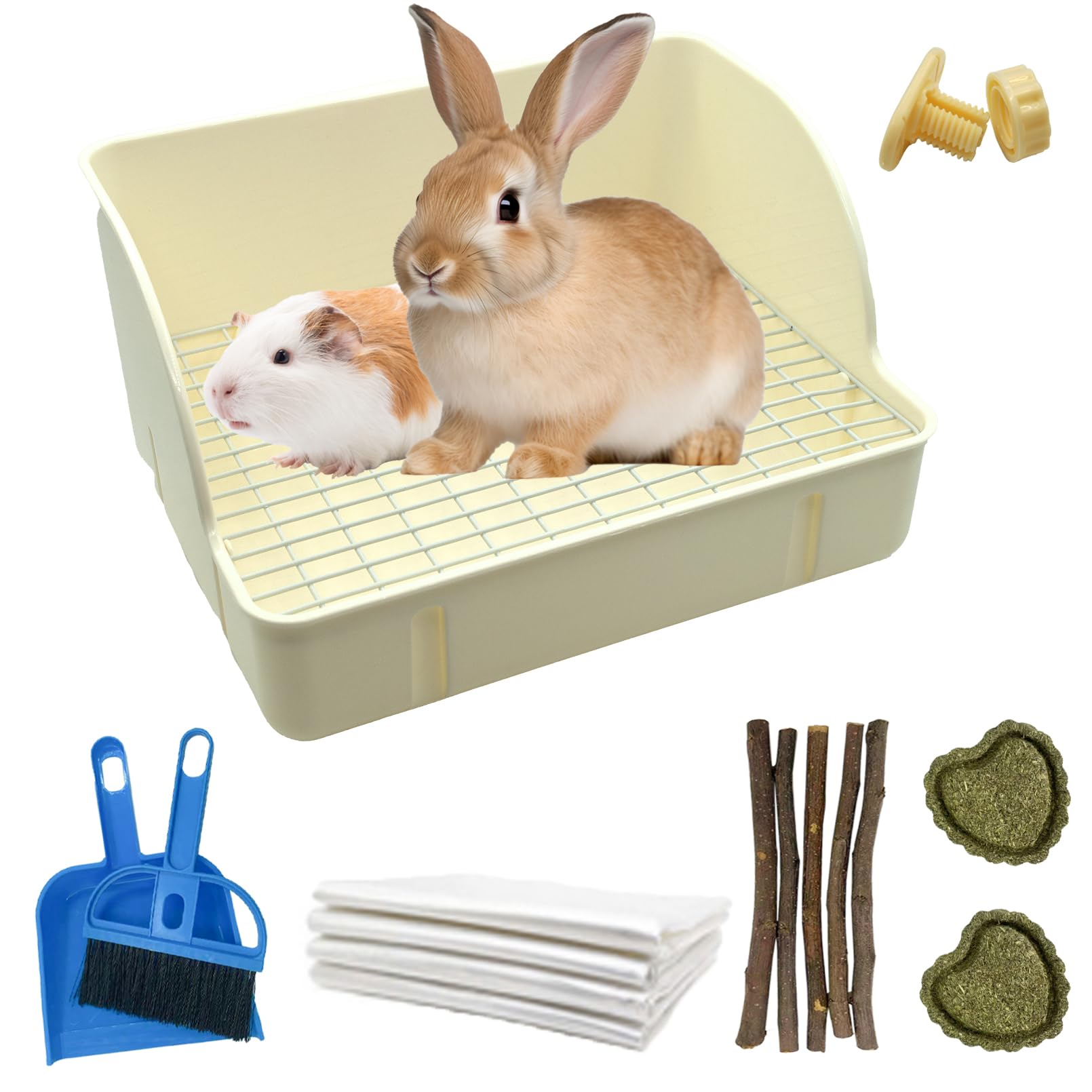 MUUG rabbit litter box toilet front view showing compact design for cages