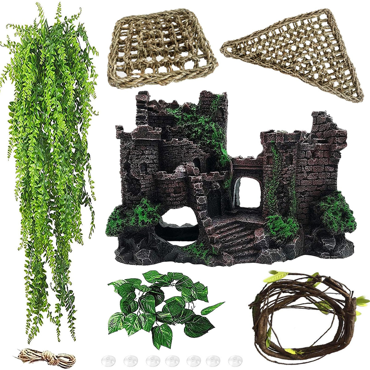 MUYG resin castle for bearded dragon tanks enhances scenery and enrichment