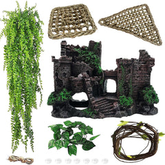 MUYG resin castle for bearded dragon tanks enhances scenery and enrichment