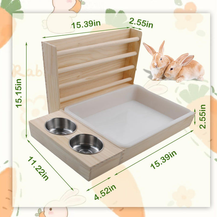 MUYG wooden small animal hay rack saves space and reduces waste