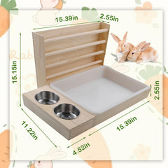 MUYG wooden small animal hay rack saves space and reduces waste