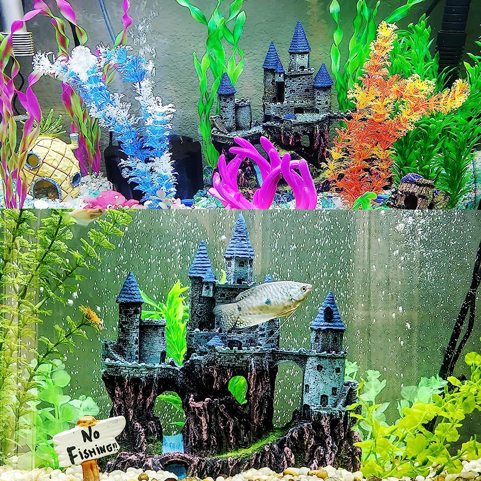 MUYG aquarium castle flat bottom for stable tank placement