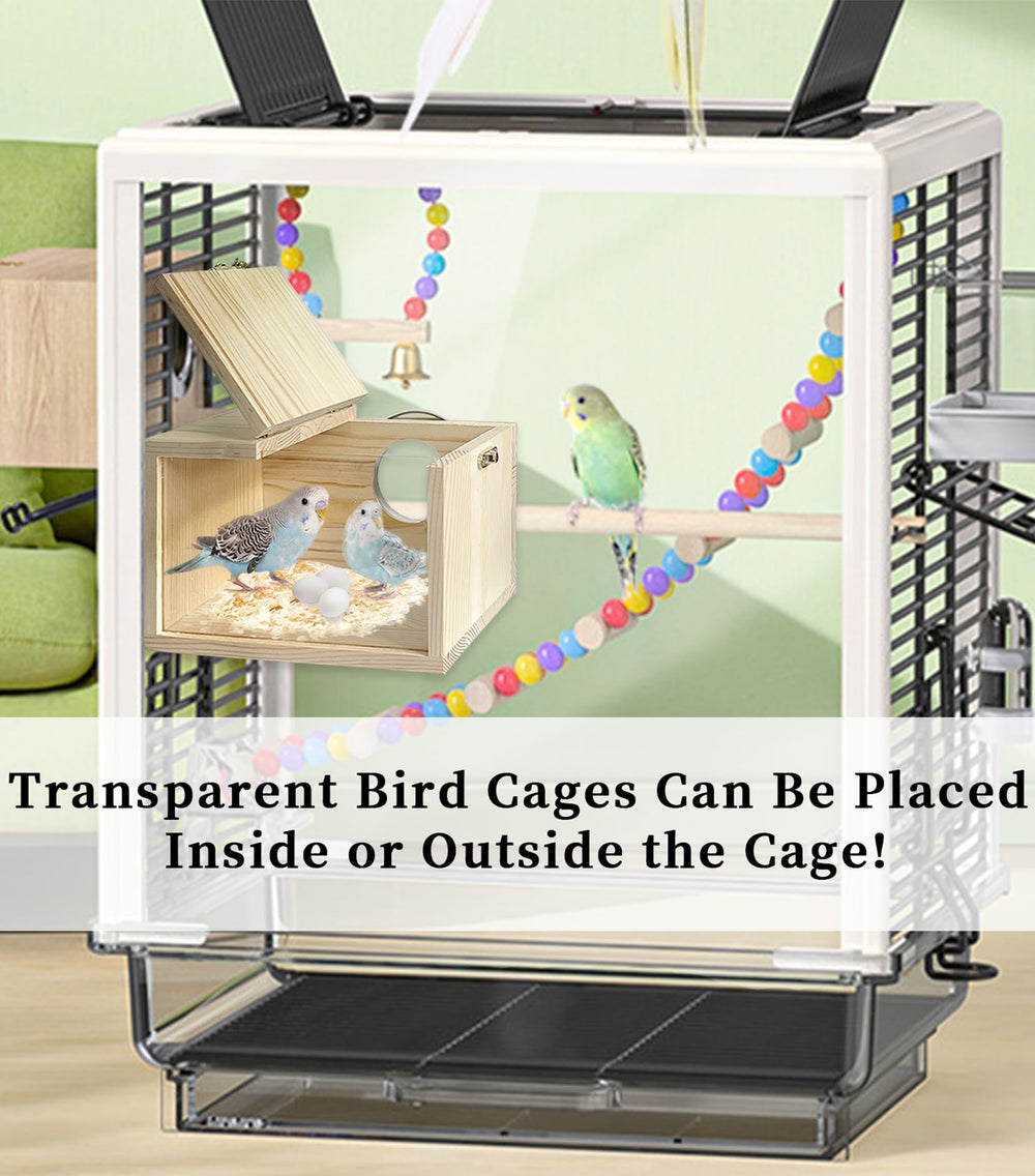 MUYG bird nesting box with acrylic windows enabling discreet nesting observation