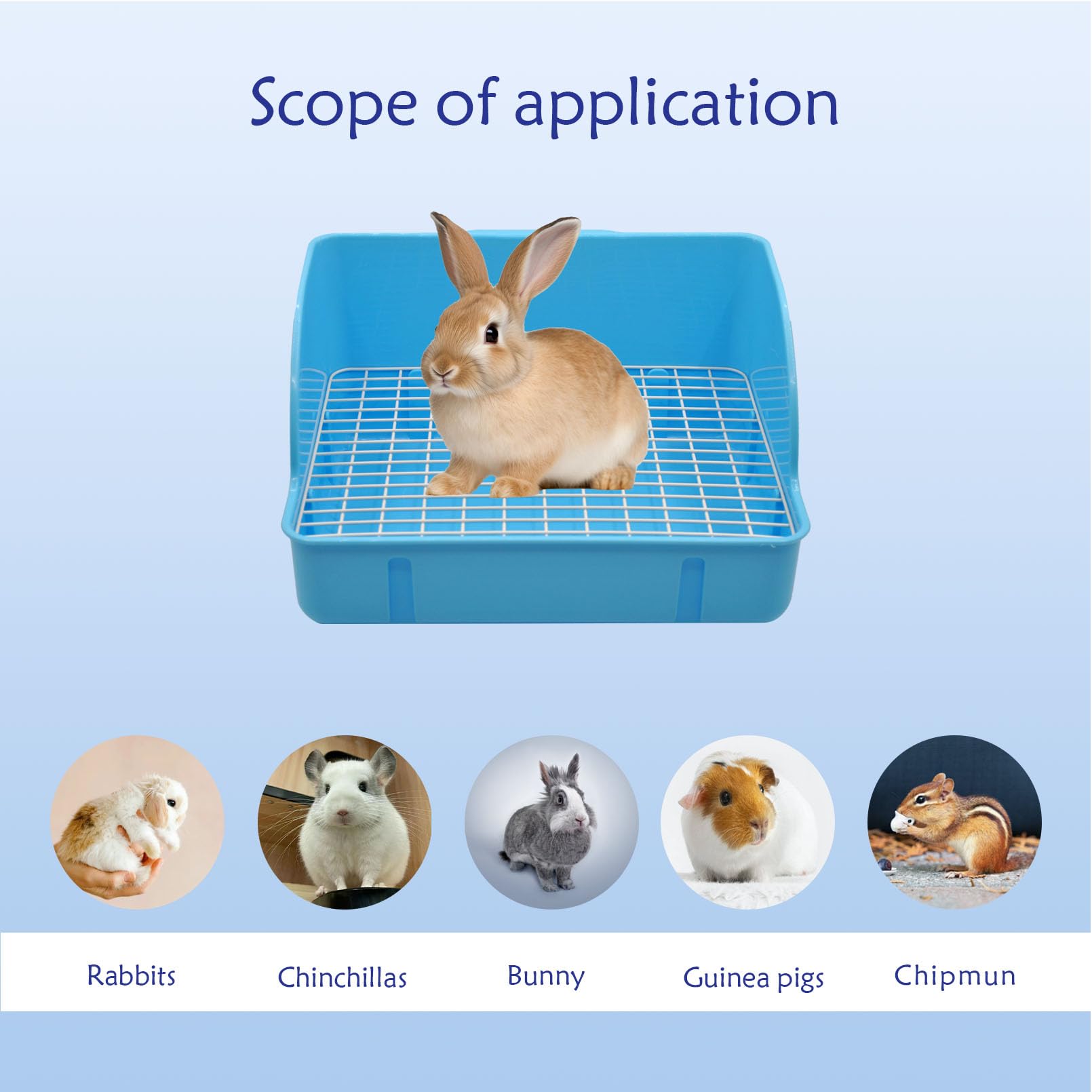 MUYG rabbit litter box blue, compact size fits small cages